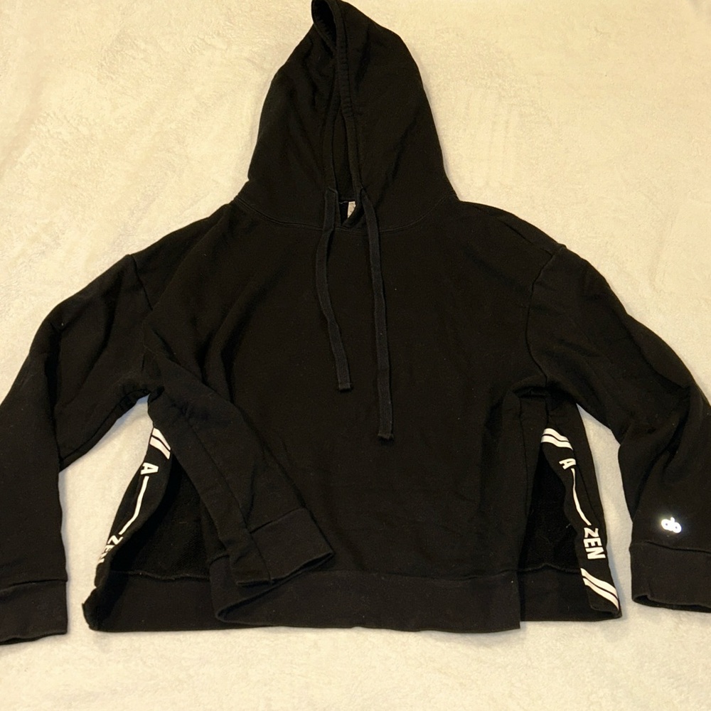 ALO Black Pullover Hoodie with Open Side Panels - Picture 2 of 3